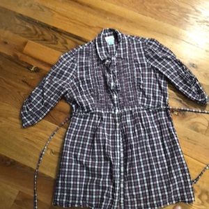 Maternity 3/4 sleeve button up light cotton blouse
